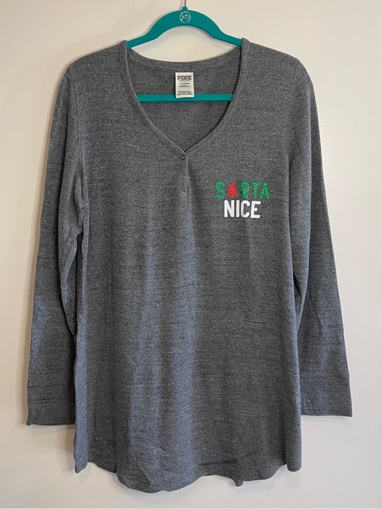 PINK Victoria's Secret Other - Victoria's Secret PINK Sleep Shirt Santa Nice Sorta Naughty Xmas Size Large